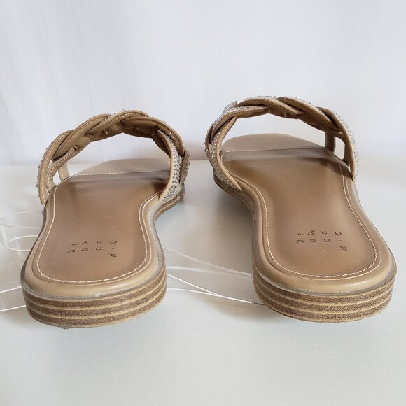 A. New Day - Slip On Tan Shoes with Rhinestones. Size 7 1/2 - Picture 2 of 8